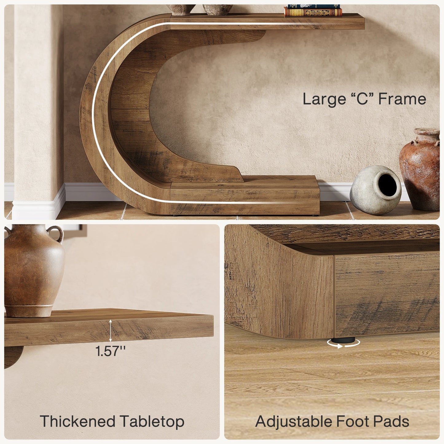 Tribesigns Konsolbord 110 cm – C-formad Design i Amerikansk Country-stil