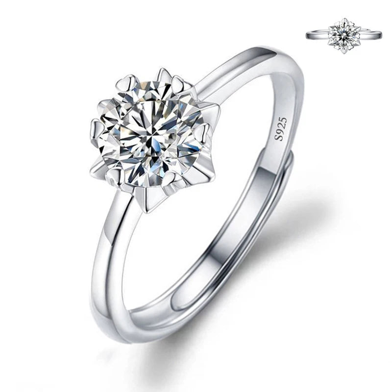 Justerbar Moissanite Förlovningsring – Öppen Design i Silverpläterad Koppar – Elegant & Prisvärd