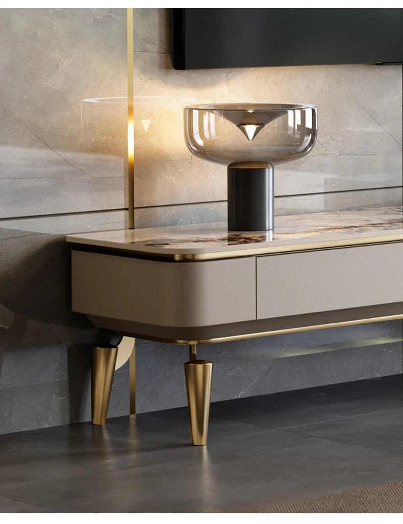 DUTRIEUX TV-bänk – Modern Minimalism med Lyxig Stenfinish