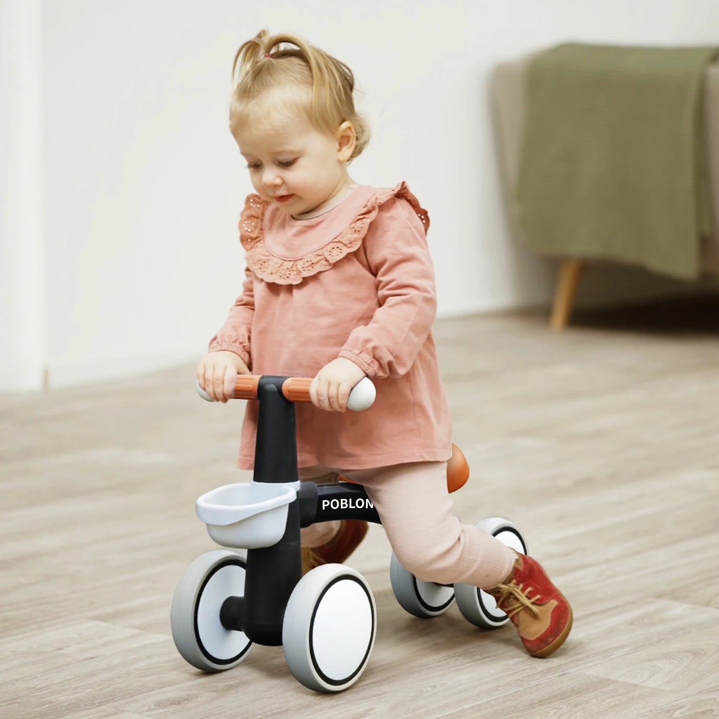 Barncykel utan pedaler – Balanscykel med korg för barn 12–24 månader