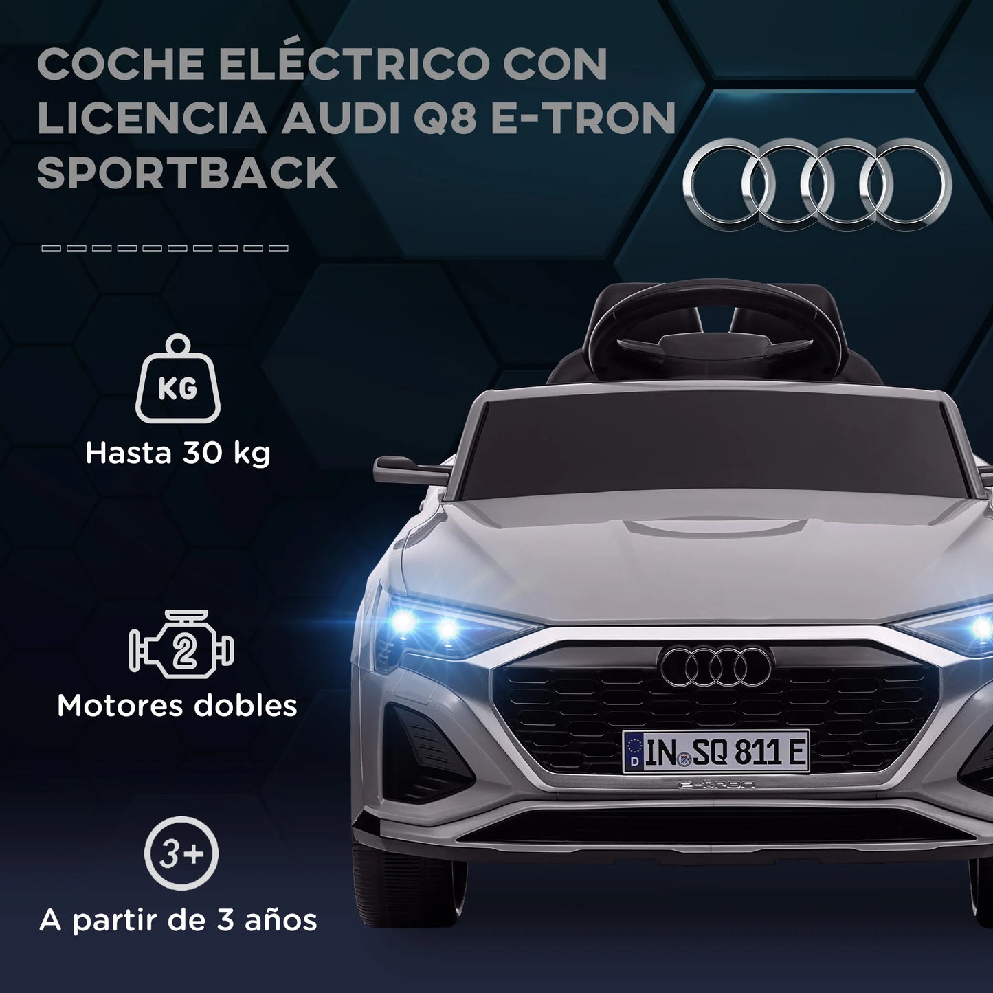 Elbil för Barn – Audi Q8 E-Tron 12V med Musik & Ljus