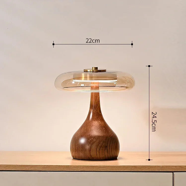 Retro Bordslampa i Fransk Stil – Glas & Trä – För Sovrum, Vardagsrum eller Hotell
