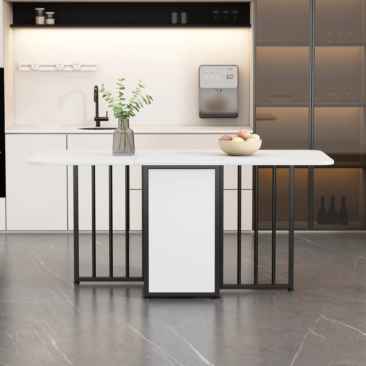 Fällbart Matbord – Multifunktionellt Bord med Lådor & Justerbar Form
