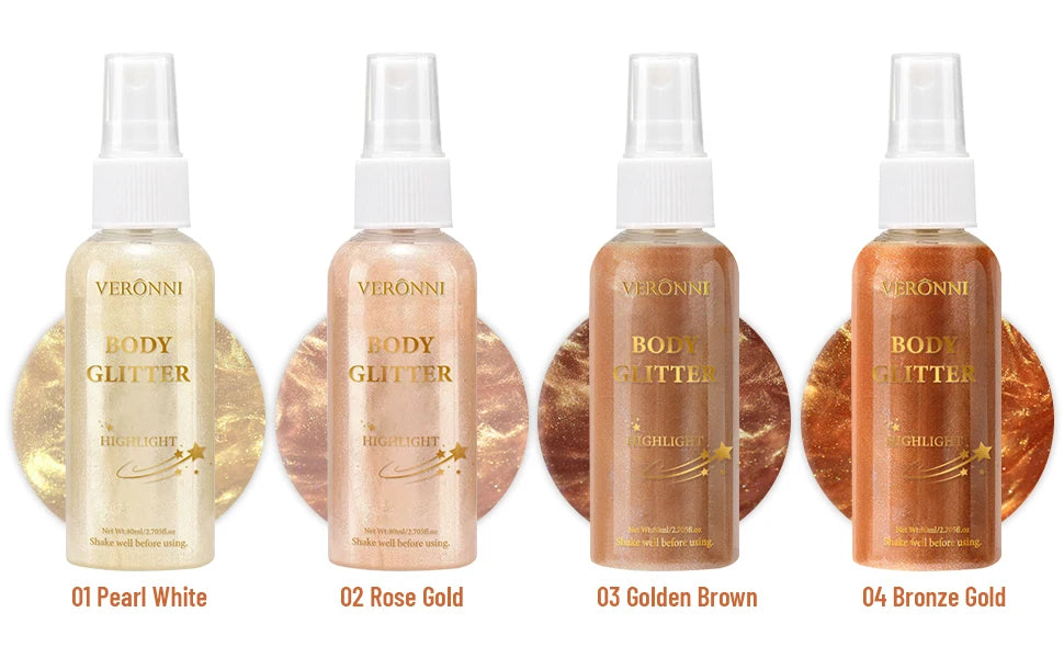 Body Glitter Spray Oil Lotion – 4 Colors