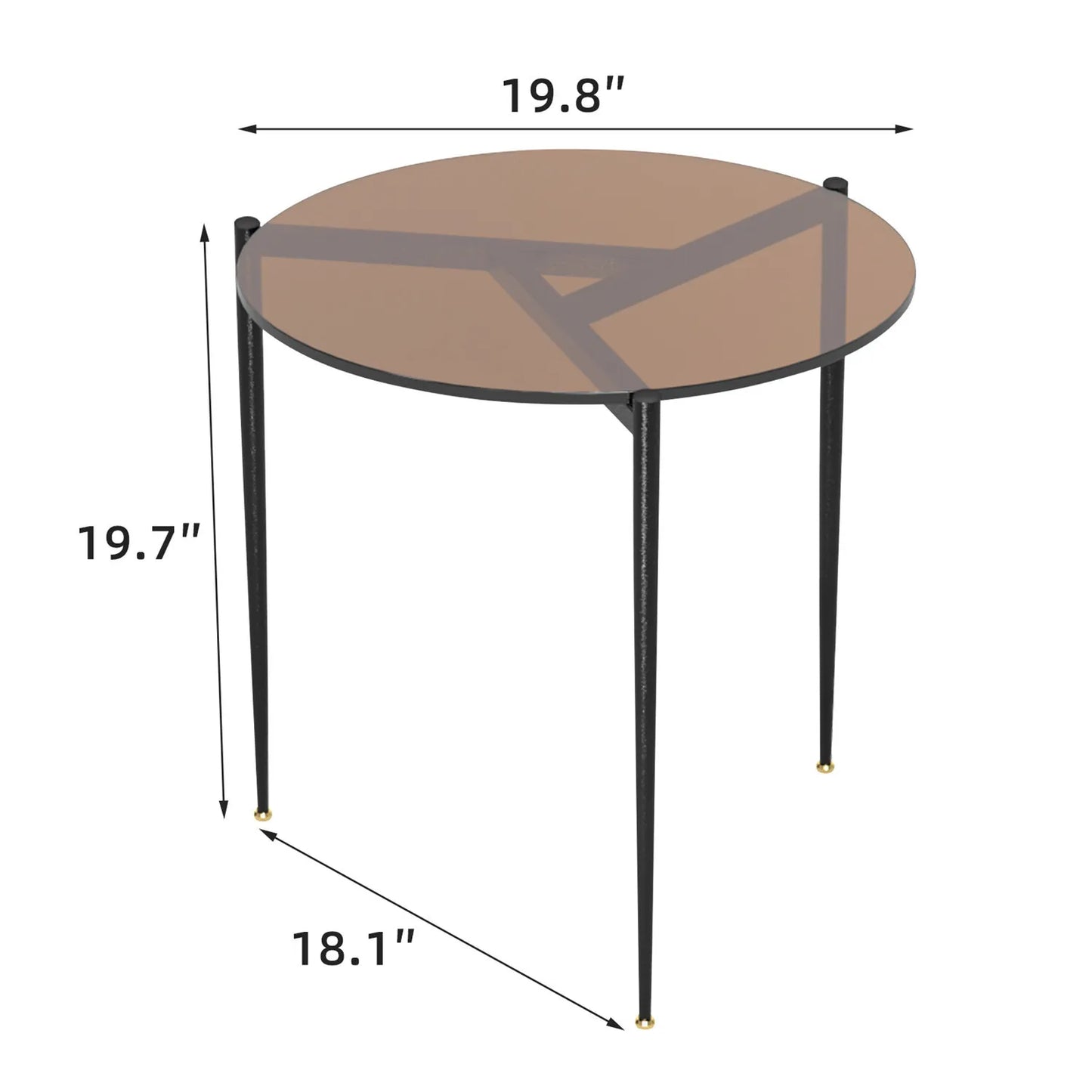 Wisfor Rund Sidobord i Glas – Modern Design med Metallben – 50×50 cm