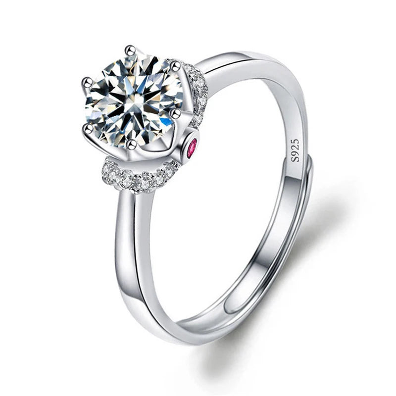 Justerbar Moissanite Förlovningsring – Öppen Design i Silverpläterad Koppar – Elegant & Prisvärd