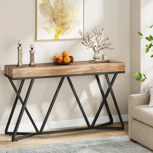 Tribesigns Konsolbord 140 cm – Rustik Industriell Design med Metallbas