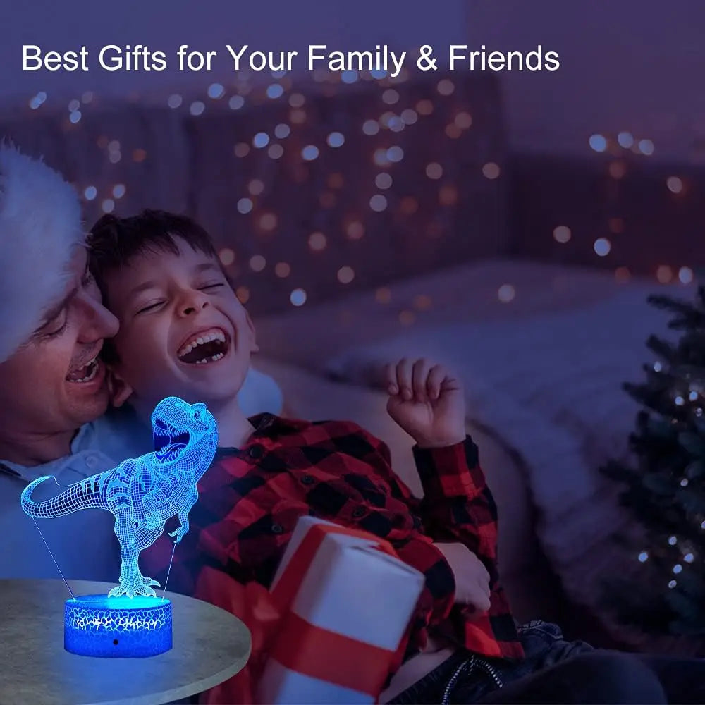 3D Dinosaur LED Nattlampa – Söt USB-lampa för barnrum och present