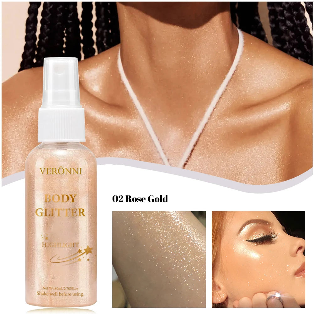 Body Glitter Spray Oil Lotion – 4 Colors