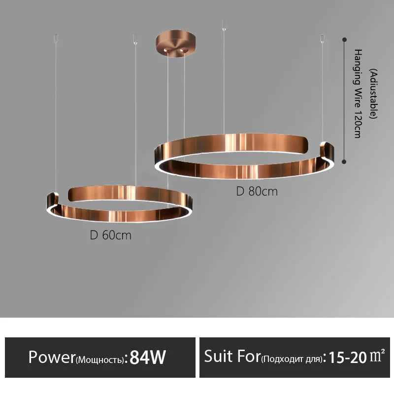 Nordisk LED Ringformad Taklampa – Modern Design i Roséguld, Svart, Vitt & Guld