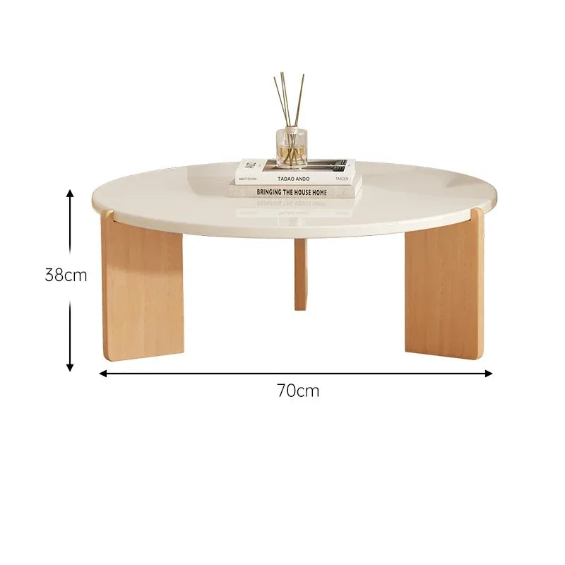 OLOEY Lyxigt Rundt Soffbord – Japansk Design & Modern Enkelhet