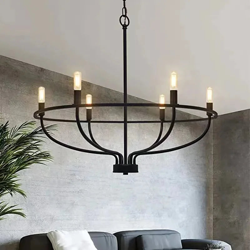 NORMICHY Taklampa – Vintage Ringformad Pendellampa med LED
