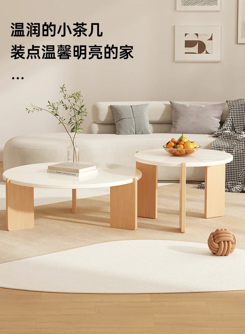 OLOEY Lyxigt Rundt Soffbord – Japansk Design & Modern Enkelhet