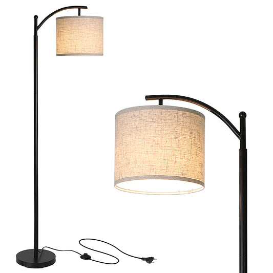 Golvlampa med LED – Bågformad Design & Tygskärm (160 cm)