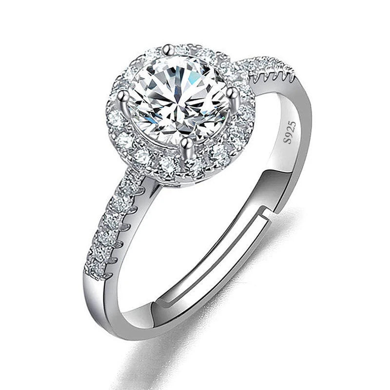 Justerbar Moissanite Förlovningsring – Öppen Design i Silverpläterad Koppar – Elegant & Prisvärd
