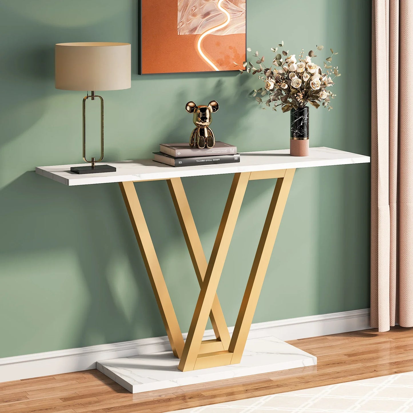 đȘ Tribesigns Konsolbord 110 cm â Industriell Design med V-formade Metallben â För Hall & Vardagsrum