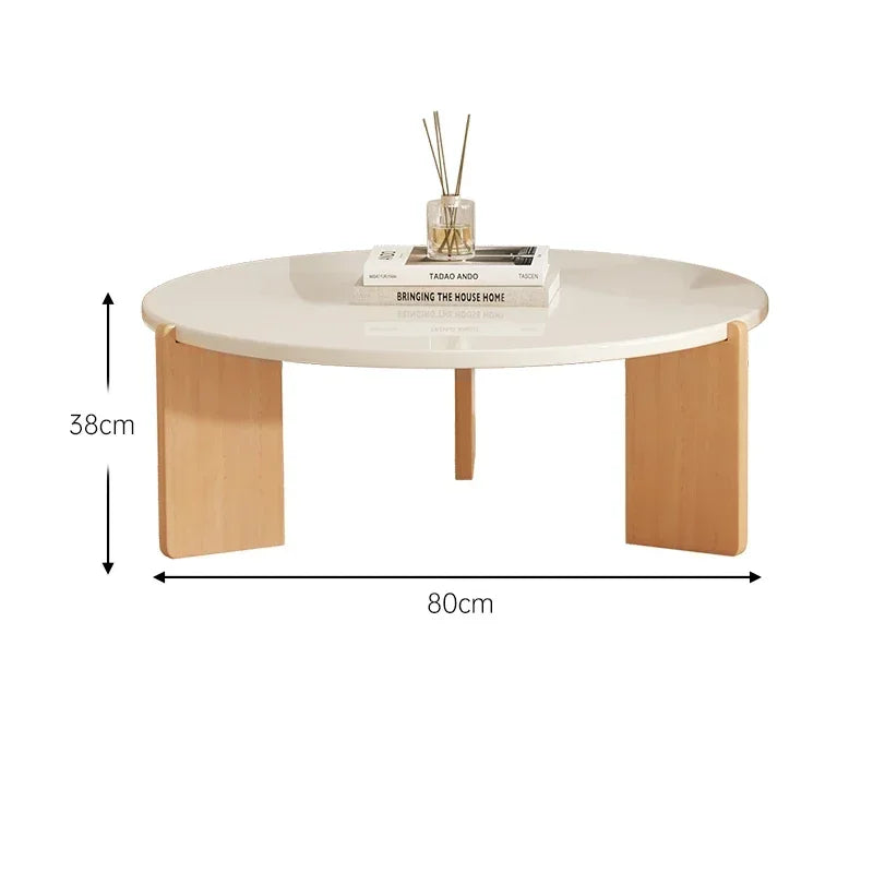 OLOEY Lyxigt Rundt Soffbord – Japansk Design & Modern Enkelhet