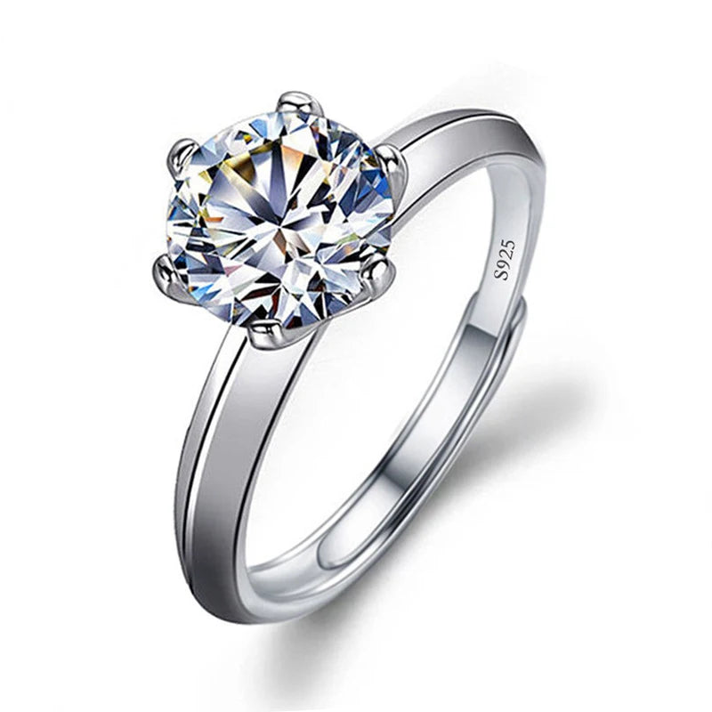 Justerbar Moissanite Förlovningsring – Öppen Design i Silverpläterad Koppar – Elegant & Prisvärd