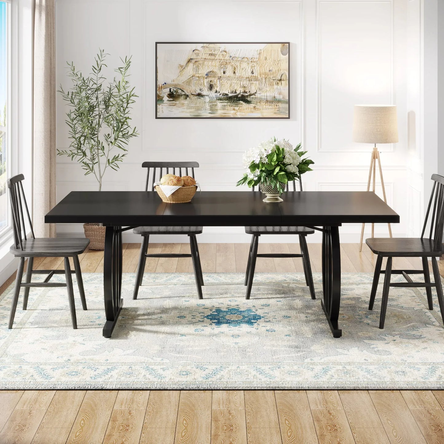 Tribesigns Matbord – Svart Industriell Design för 4–6 Personer (160 cm)