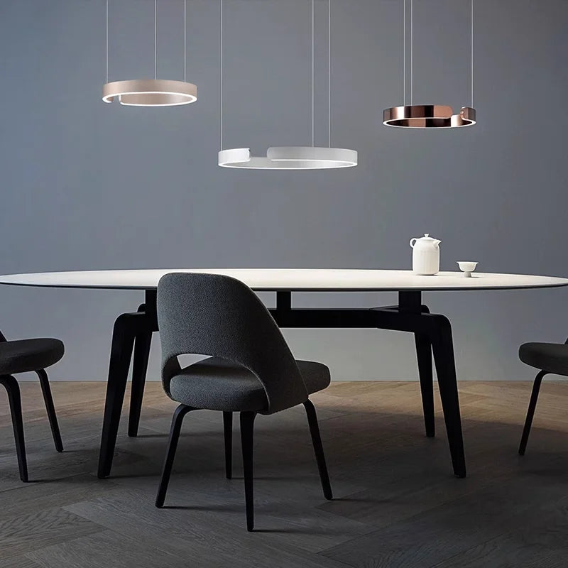 Nordisk LED Ringformad Taklampa – Modern Design i Roséguld, Svart, Vitt & Guld