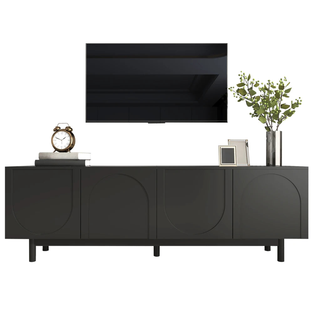 Modern Svart TV-bänk – Elegant Design med Justerbar Förvaring