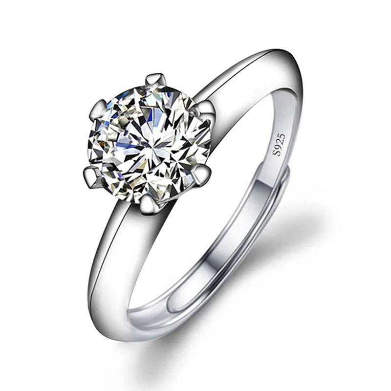 Justerbar Moissanite Förlovningsring – Öppen Design i Silverpläterad Koppar – Elegant & Prisvärd