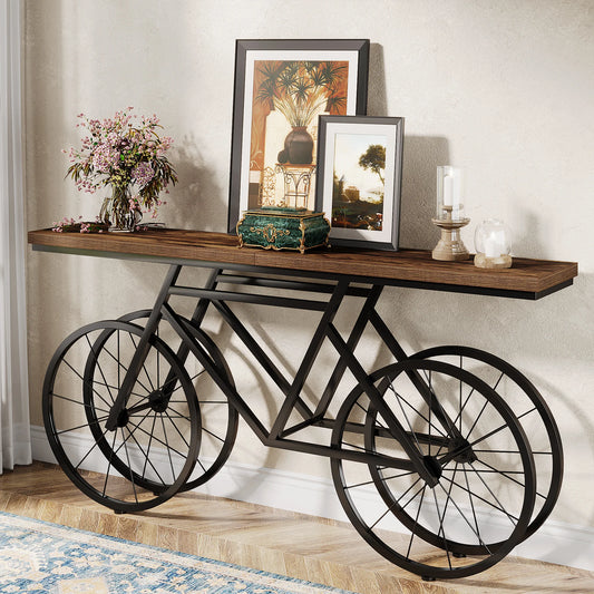 Retro Konsolbord med Cykelbas – Tribesigns Design för Vardagsrum & Hall