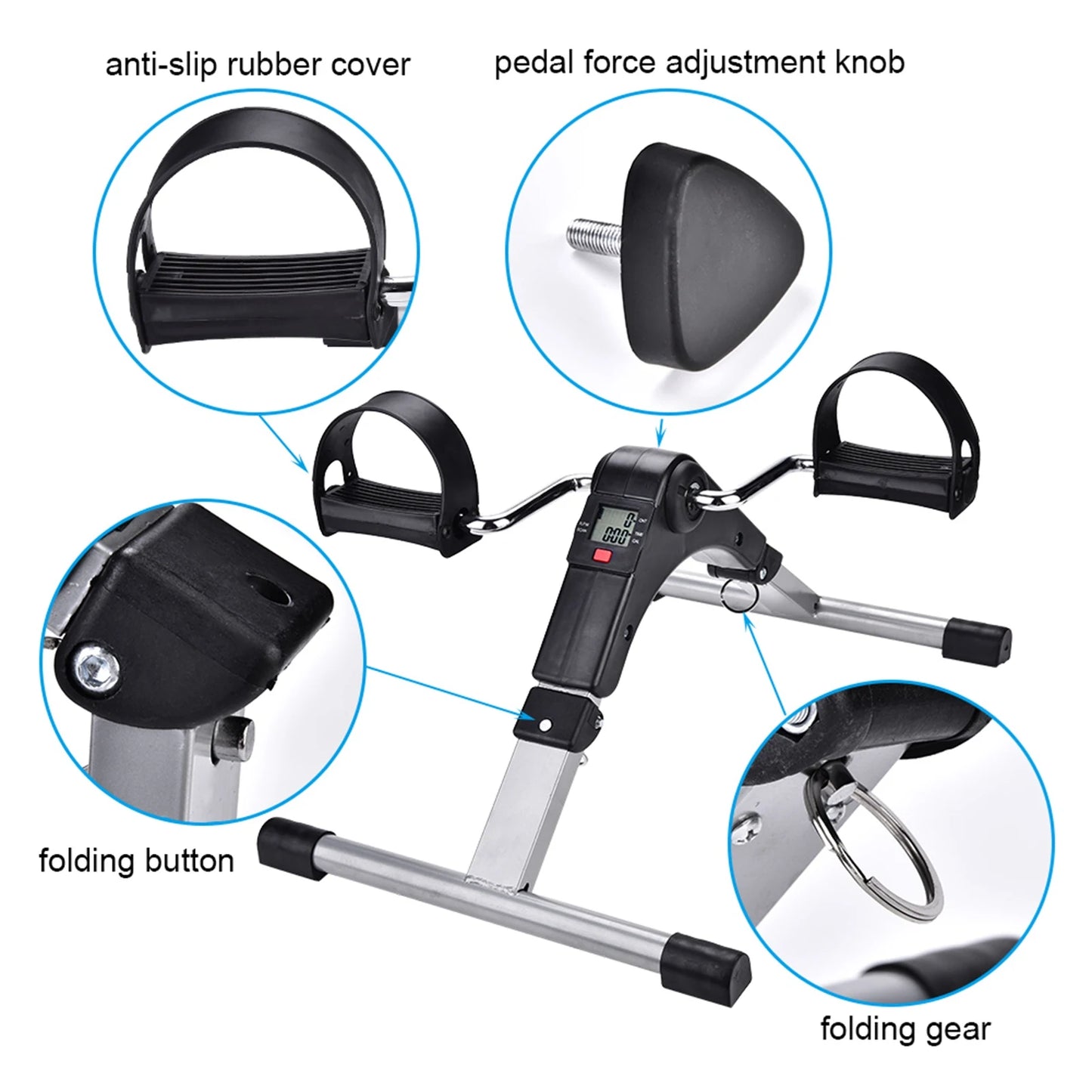 đŽââïž YOSOO HopfĂ€llbar TrĂ€ningscykel â PedaltrĂ€nare med LED-rĂ€knare â För Benstyrka & HemtrĂ€ning