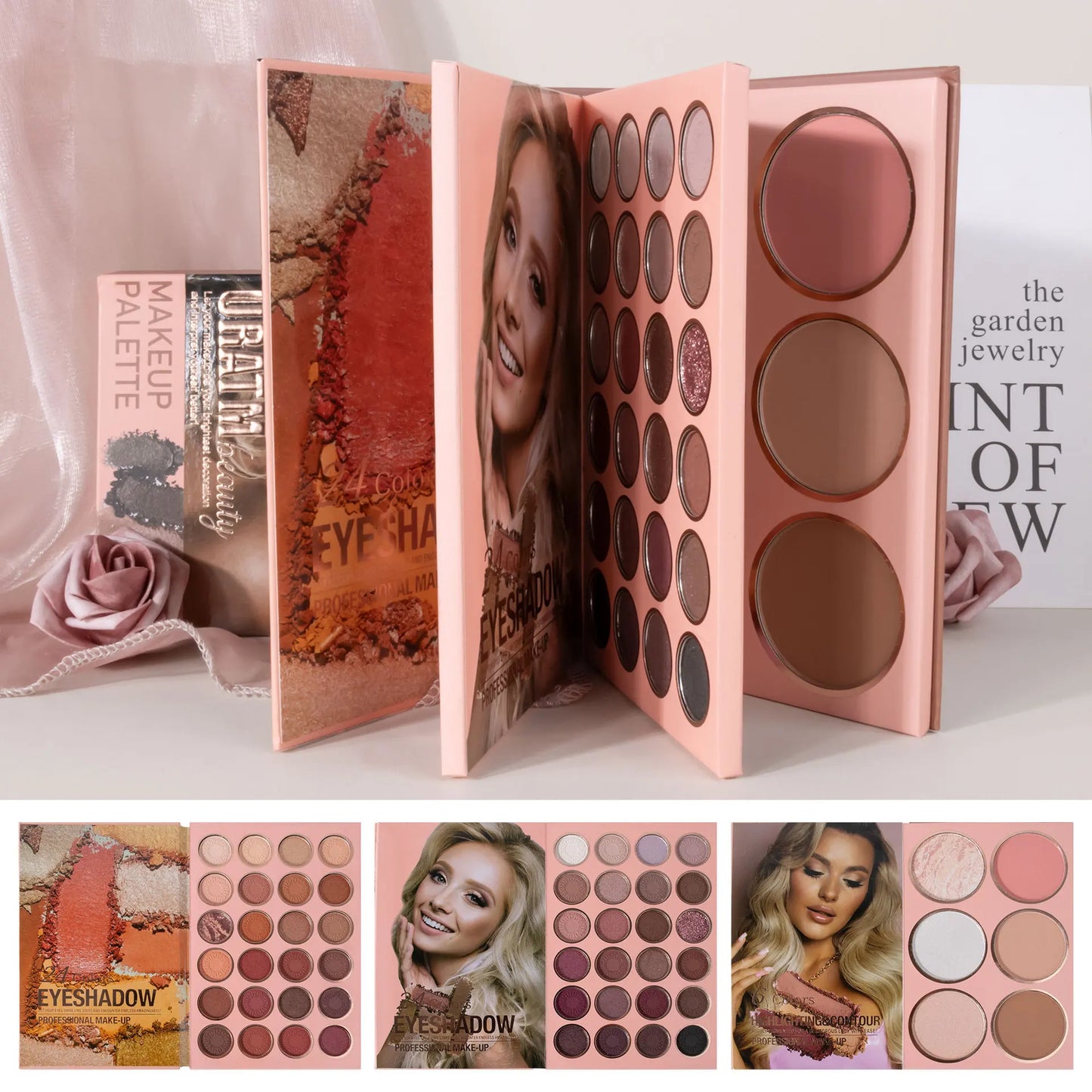 đ Professionell Makeup-palett med 54 fĂ€rger â Allt-i-ett: Ăgonskugga, Rouge, Highlighter & Contouring