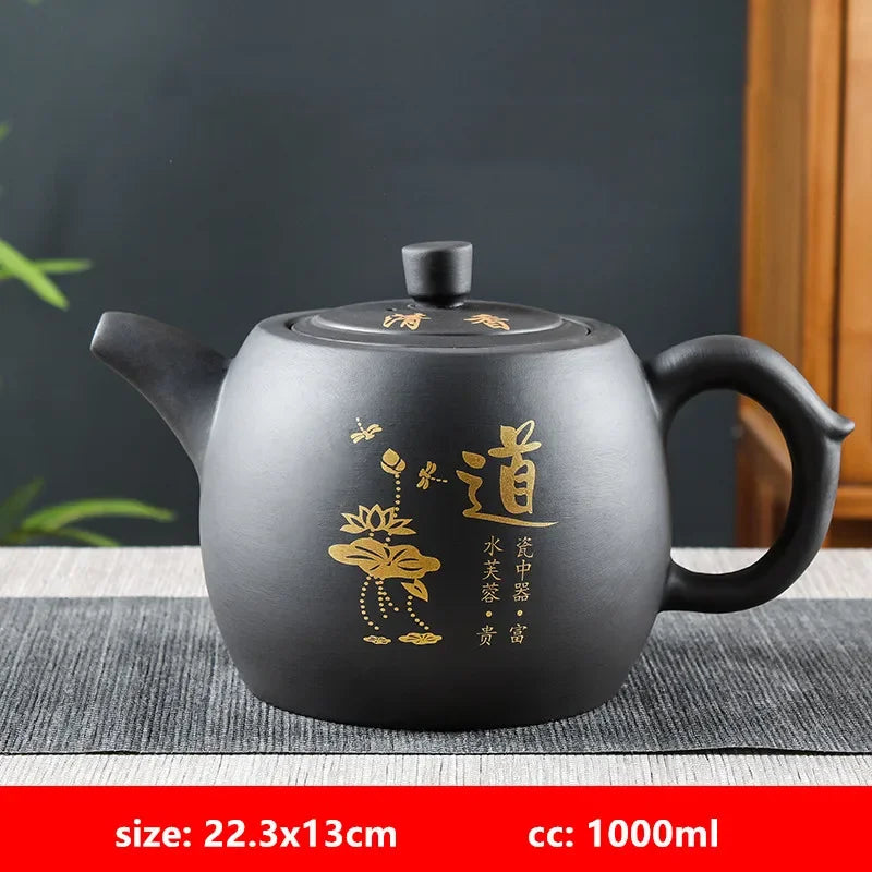 Yixing Tekanna i lila lera – Handgjord traditionell tekanna (1 liter)