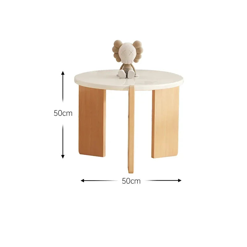 OLOEY Lyxigt Rundt Soffbord – Japansk Design & Modern Enkelhet