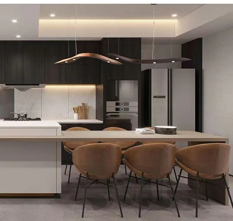 Modern Träpendellampa med LED – Elegant Takbelysning för Inomhusmiljöer