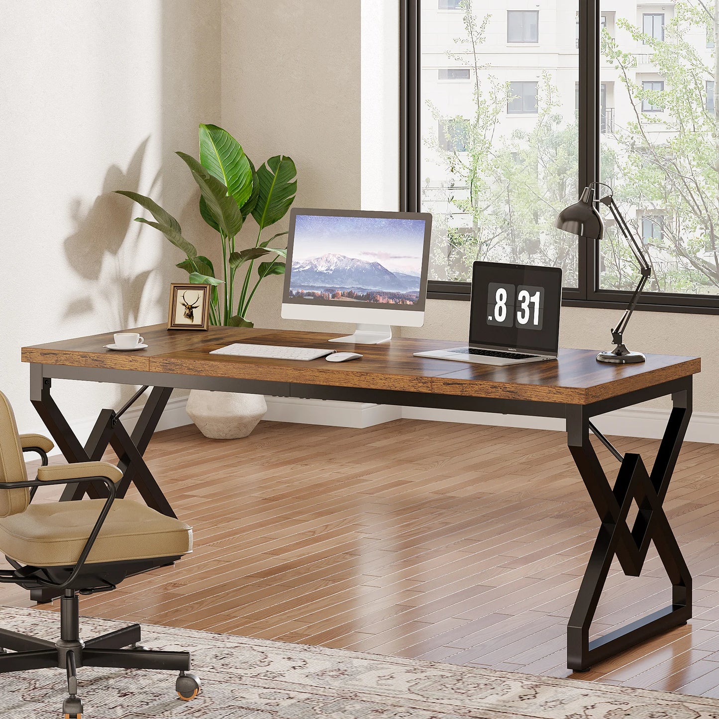 Tribesigns Executive Desk – Extra Tjockt Kontorsbord med Metallram (160 cm)