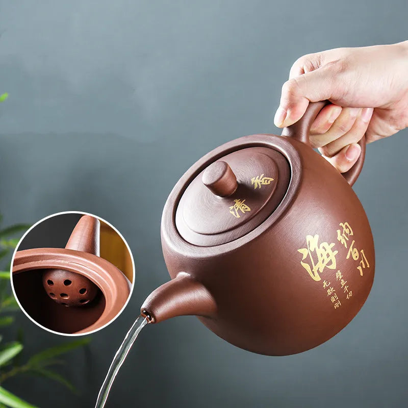 Yixing Tekanna i lila lera – Handgjord traditionell tekanna (1 liter)