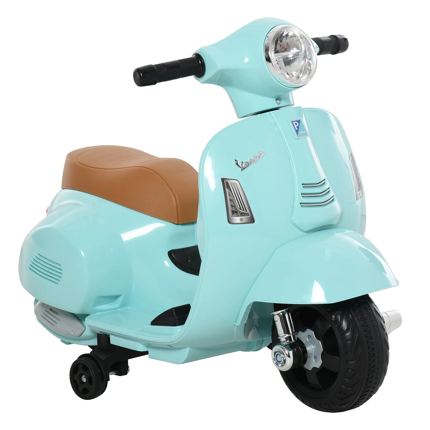đ” HOMCOM Elektrisk Vespa för Barn â 18â36 MĂ„nader â Med StrĂ„lkastare & Tuta â 66.5Ă38Ă52 cm