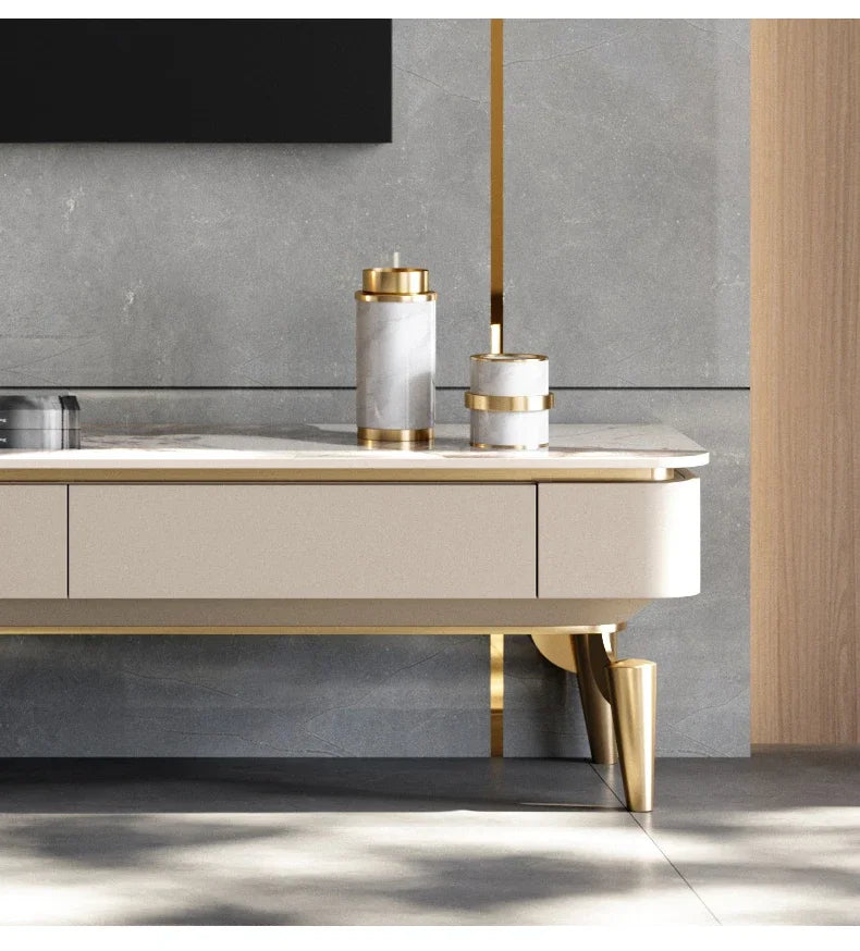 DUTRIEUX TV-bänk – Modern Minimalism med Lyxig Stenfinish