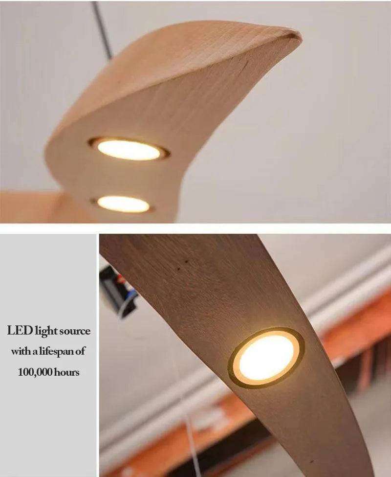 Modern Träpendellampa med LED – Elegant Takbelysning för Inomhusmiljöer