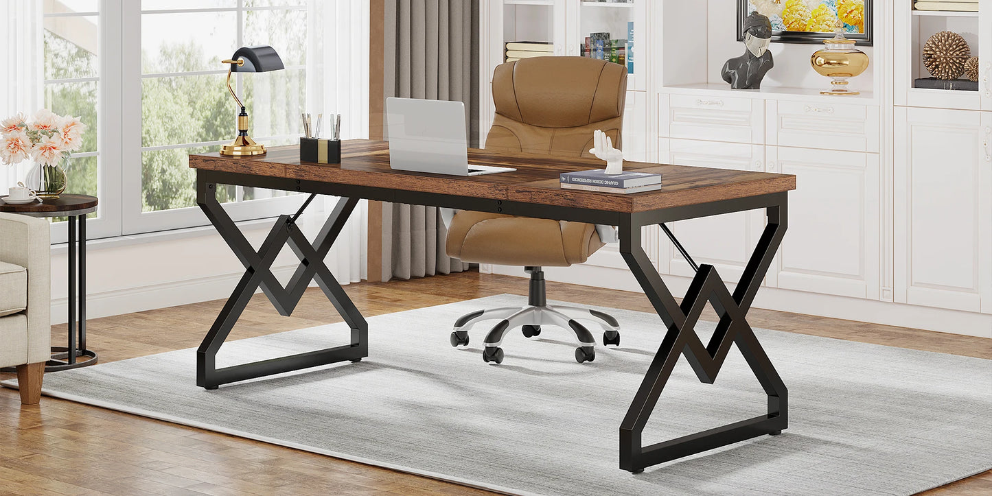 Tribesigns Executive Desk – Extra Tjockt Kontorsbord med Metallram (160 cm)