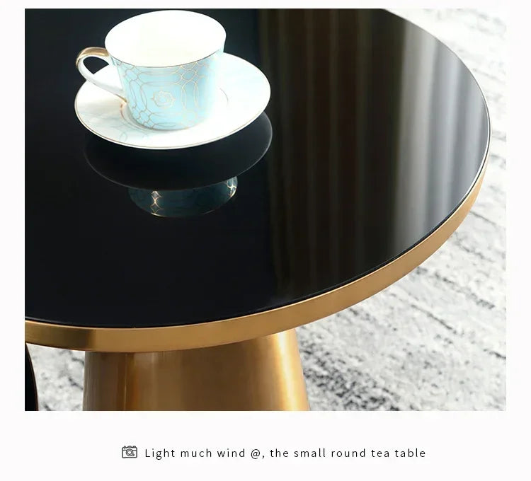 Nordiskt Soffbord i Metall & Glas – Lyxig Rund Design för Vardagsrum & Sovrum