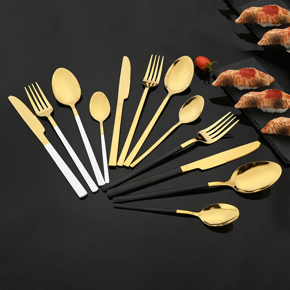 Bestickset 16-delar Svart Guld – Rostfritt Stål