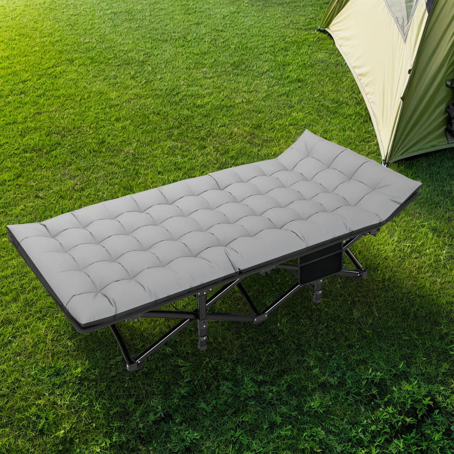 Modern Hopfällbar Campingsäng med Förvaring – 190x71x37 cm