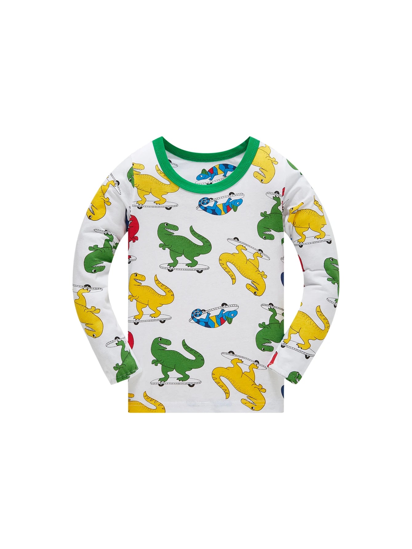 Barnpyjamas i 100% Bomull – Dinosaurieprint – 2-delad Set – Unisex 1–8 år