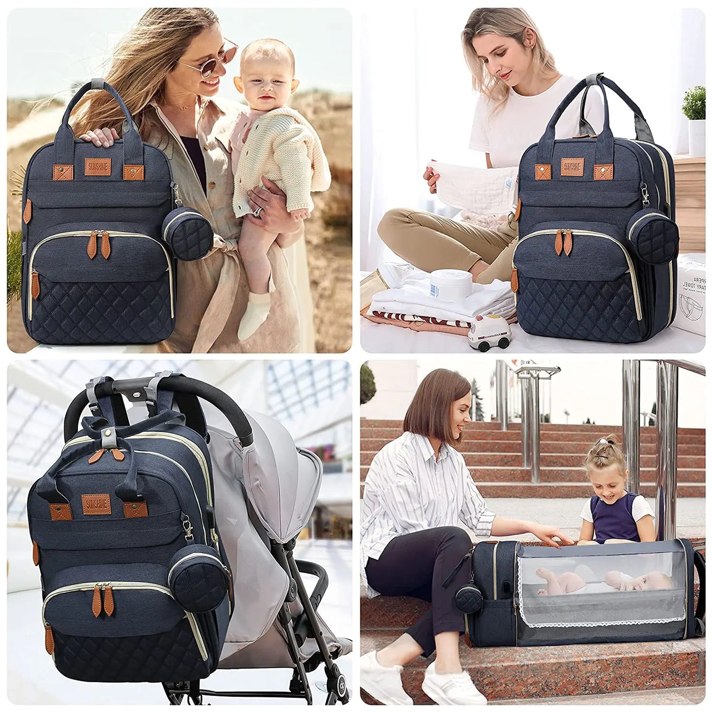 đ SkötvĂ€ska i Denim â Multifunktionell RyggsĂ€ck för Mamma & Baby (42x32x23 cm)