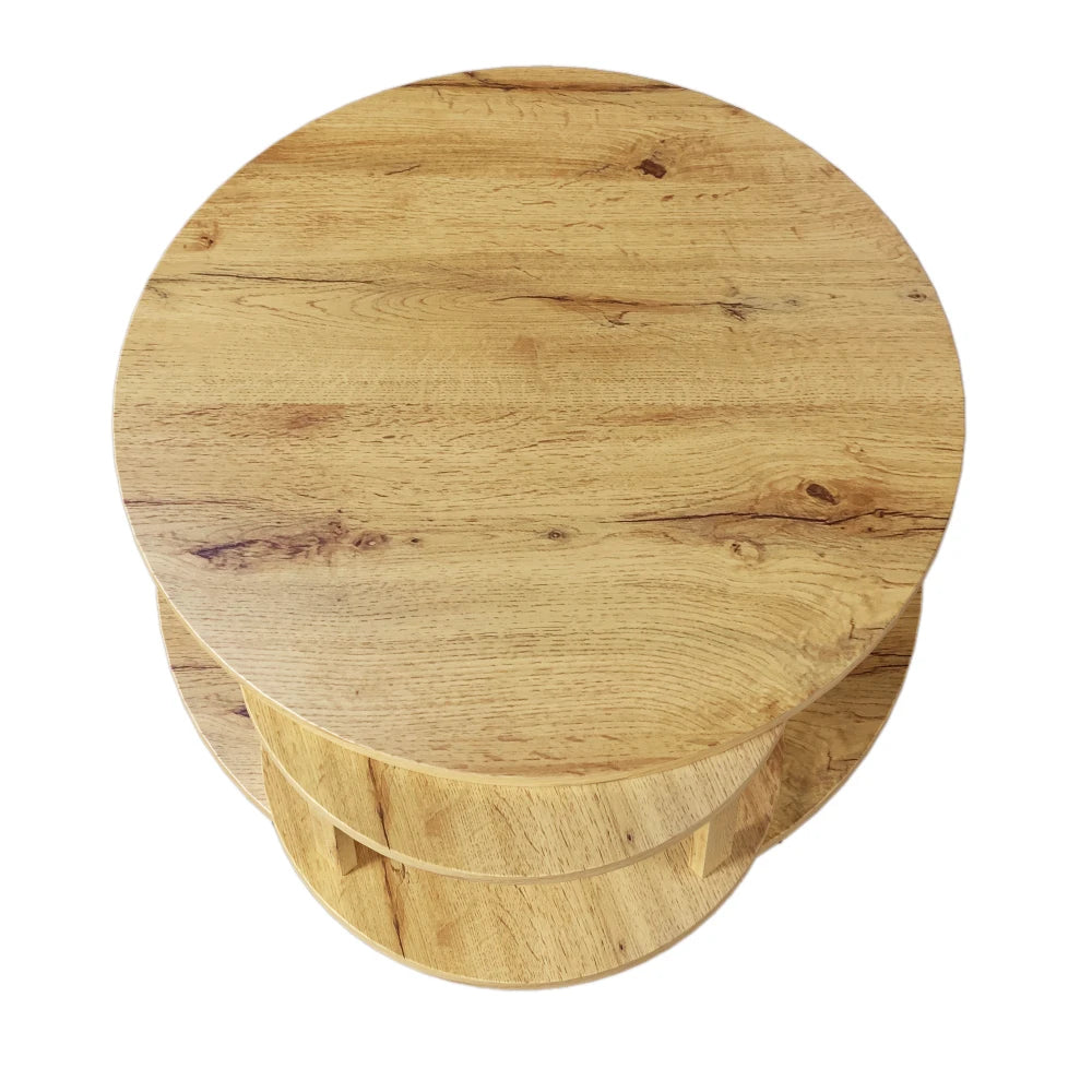 Roterbart Soffbord 2-i-1 – Med Dold Hylla – Modern Design i Trä & Svart – 85.2×80×45.2 cm
