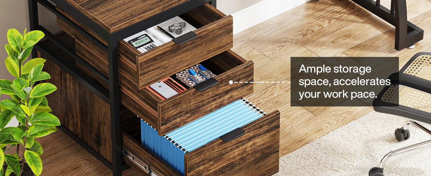 Tribesigns Skrivbord med 3 Lådor – 150 cm Industriell Design