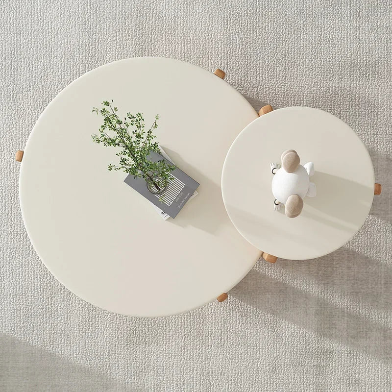 OLOEY Lyxigt Rundt Soffbord – Japansk Design & Modern Enkelhet