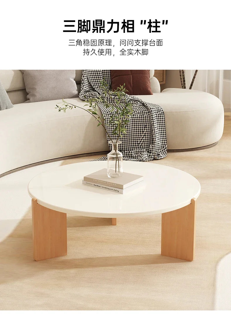 OLOEY Lyxigt Rundt Soffbord – Japansk Design & Modern Enkelhet