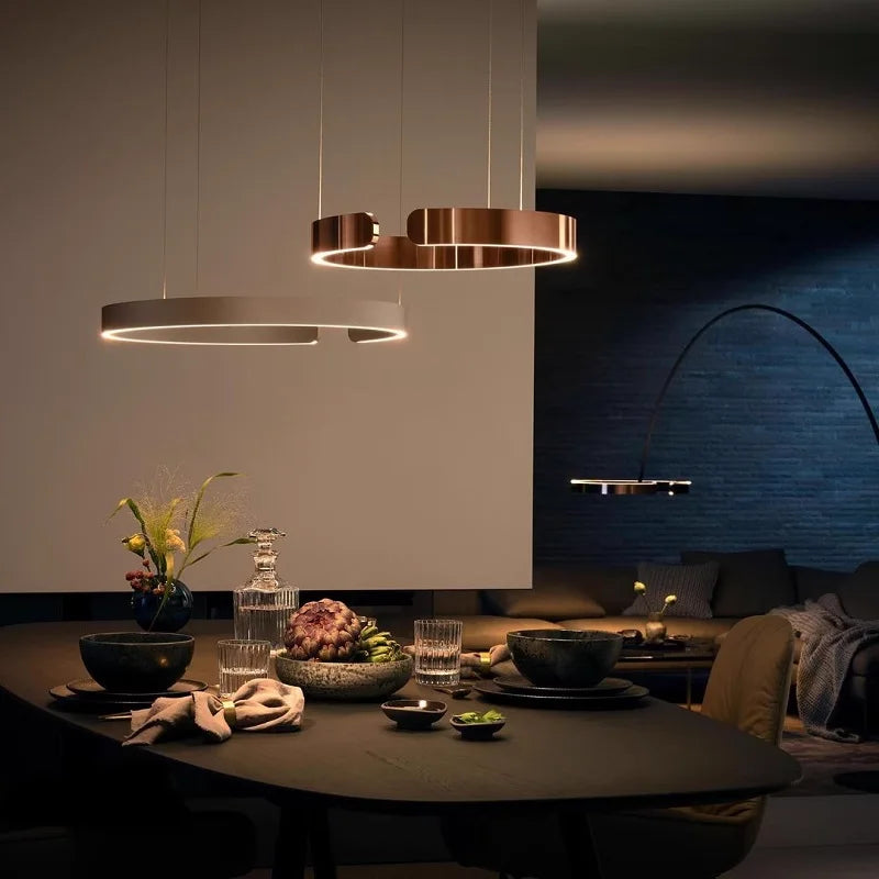 Nordisk LED Ringformad Taklampa – Modern Design i Roséguld, Svart, Vitt & Guld