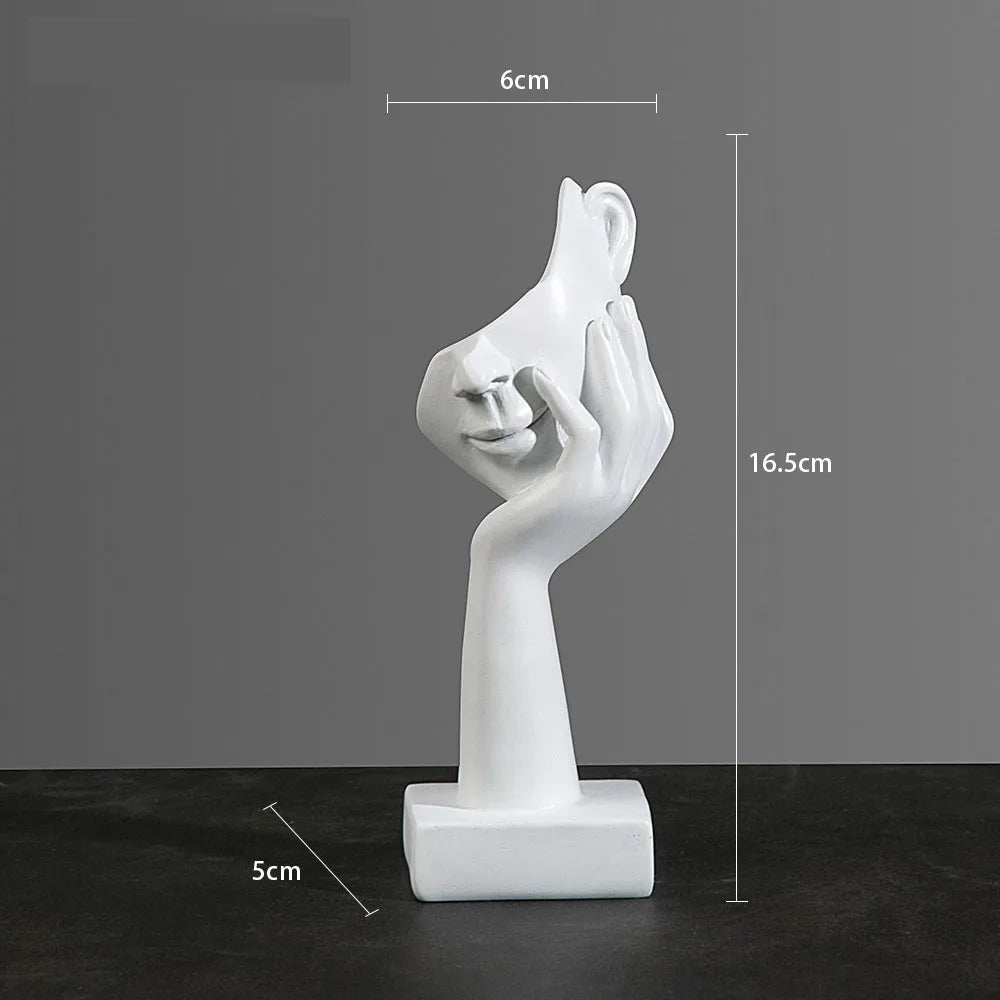 Elegant Huvudskulptur i Harts – Abstrakt Mask med Hand för Hem & Kontor