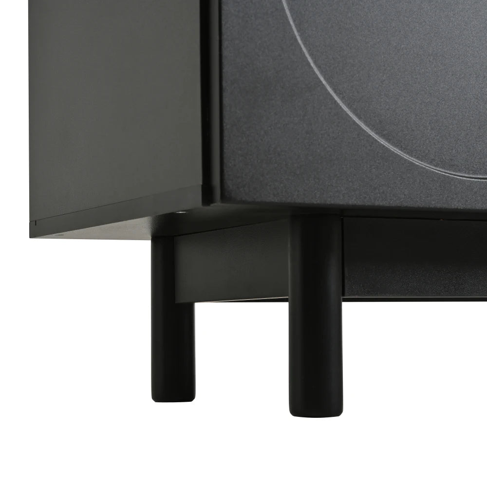 Modern Svart TV-bänk – Elegant Design med Justerbar Förvaring